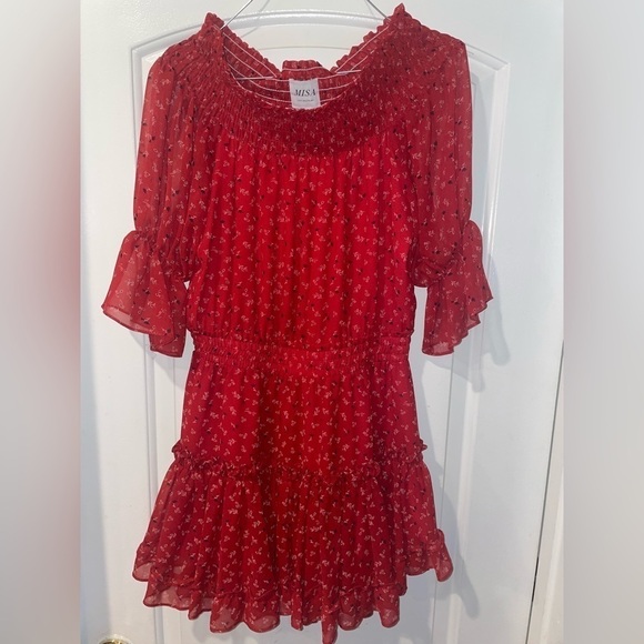 MISA Los Angeles Darla Floral Off Shoulder Dress ❤️ - Picture 3 of 12